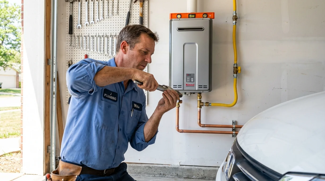 Tankless water heater installation by a Johns Plumbing LLC plumber in Rogers